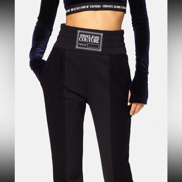 Versace logo pants flare leg pants elegant high waist pants monogram trouser